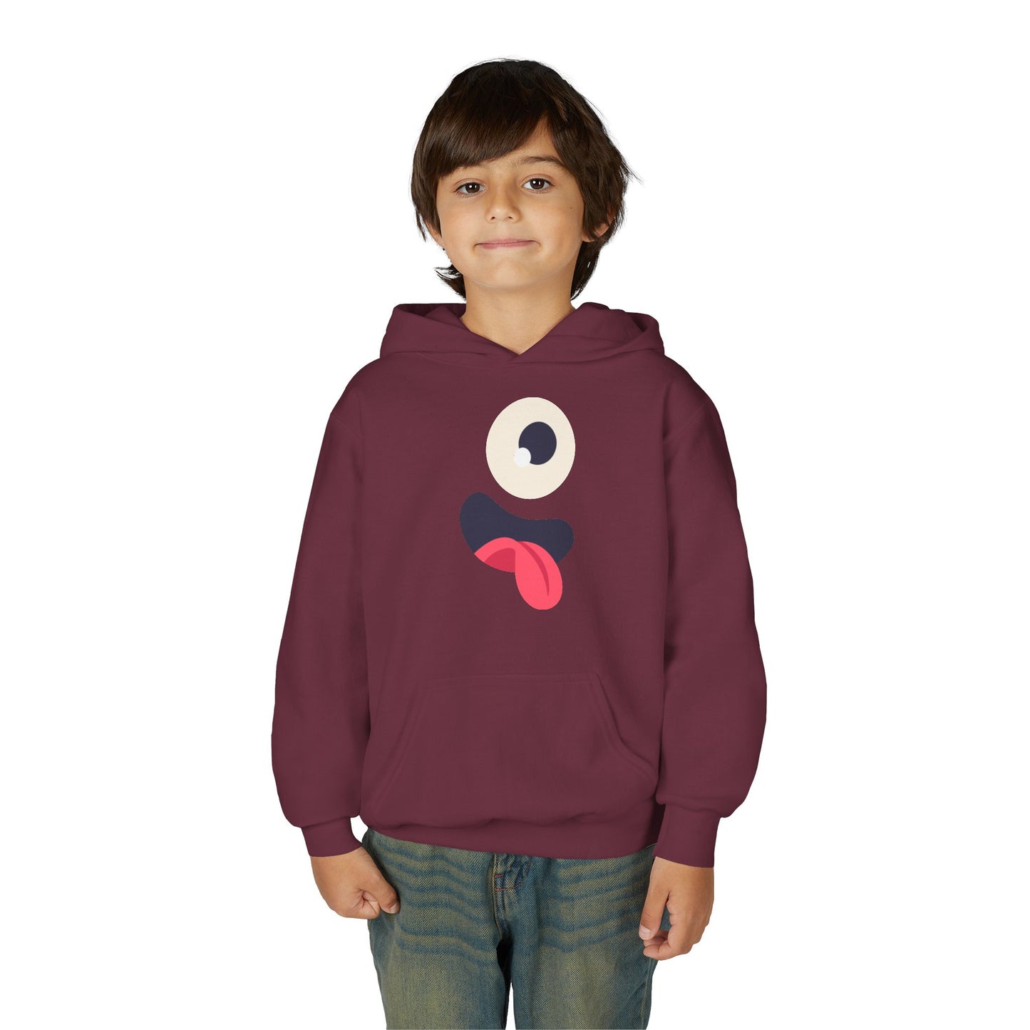 Youth Heavy Blend Hooded Sweatshirt - Monsters Eyes and tongue