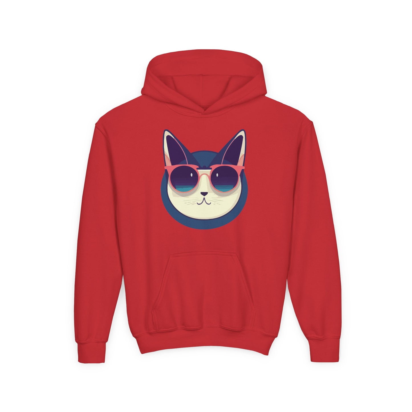 Youth Heavy Blend Hooded Sweatshirt - Cool Cat Sunglasses