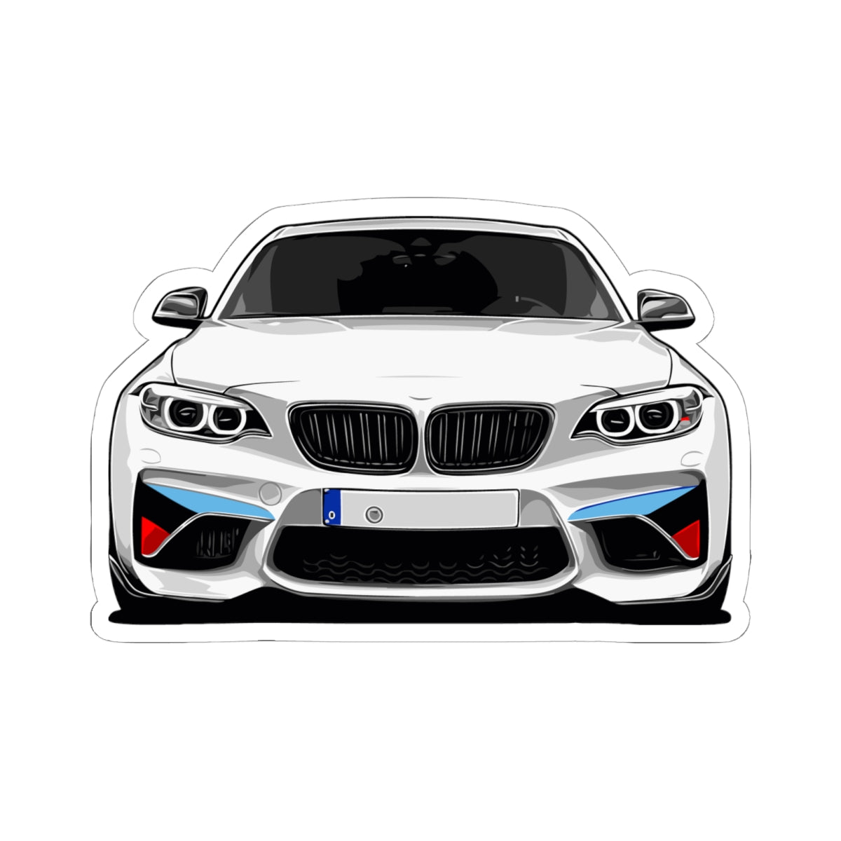 Kiss-Cut Vinyl Decals - White sports car