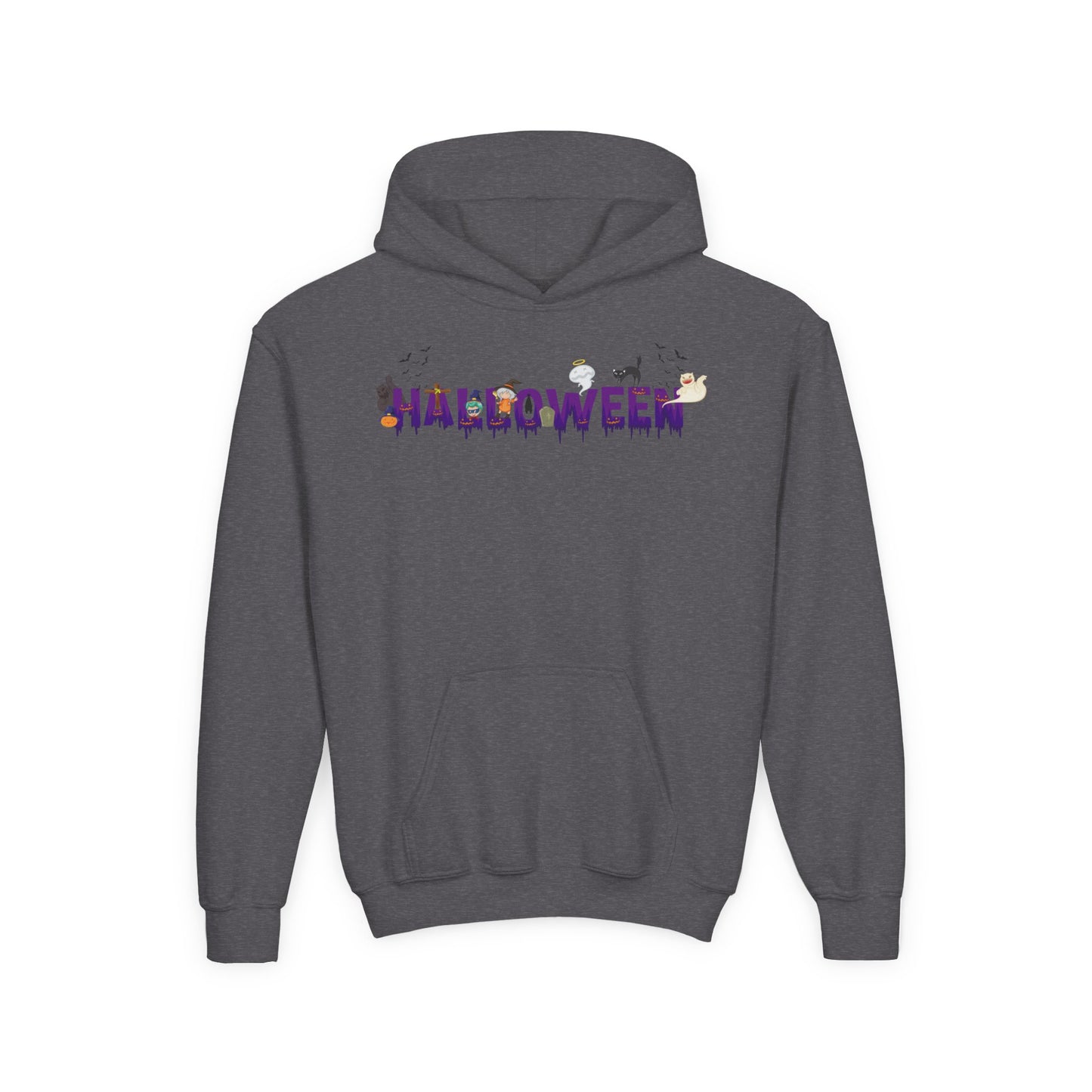 Youth Heavy Blend Hooded Sweatshirt - Holloween word