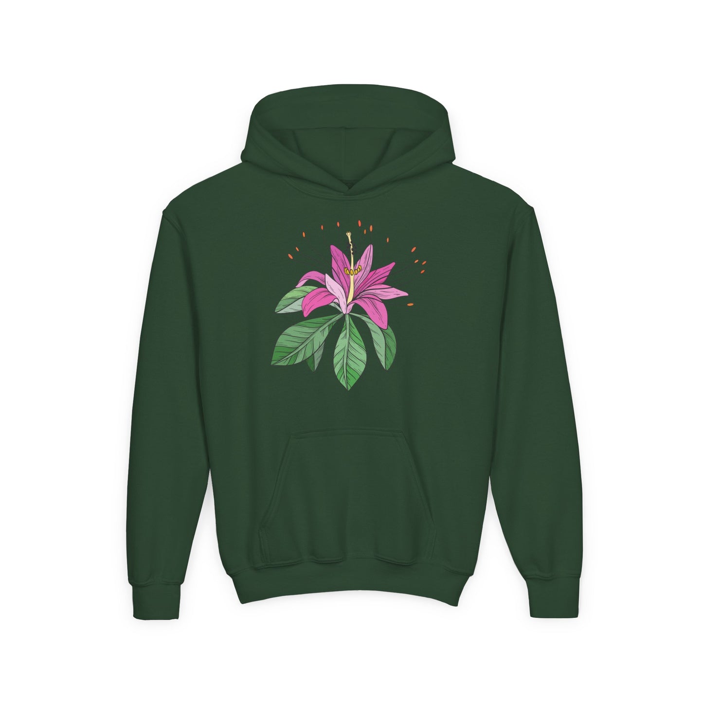 Youth Heavy Blend Hooded Sweatshirt - Purple flower