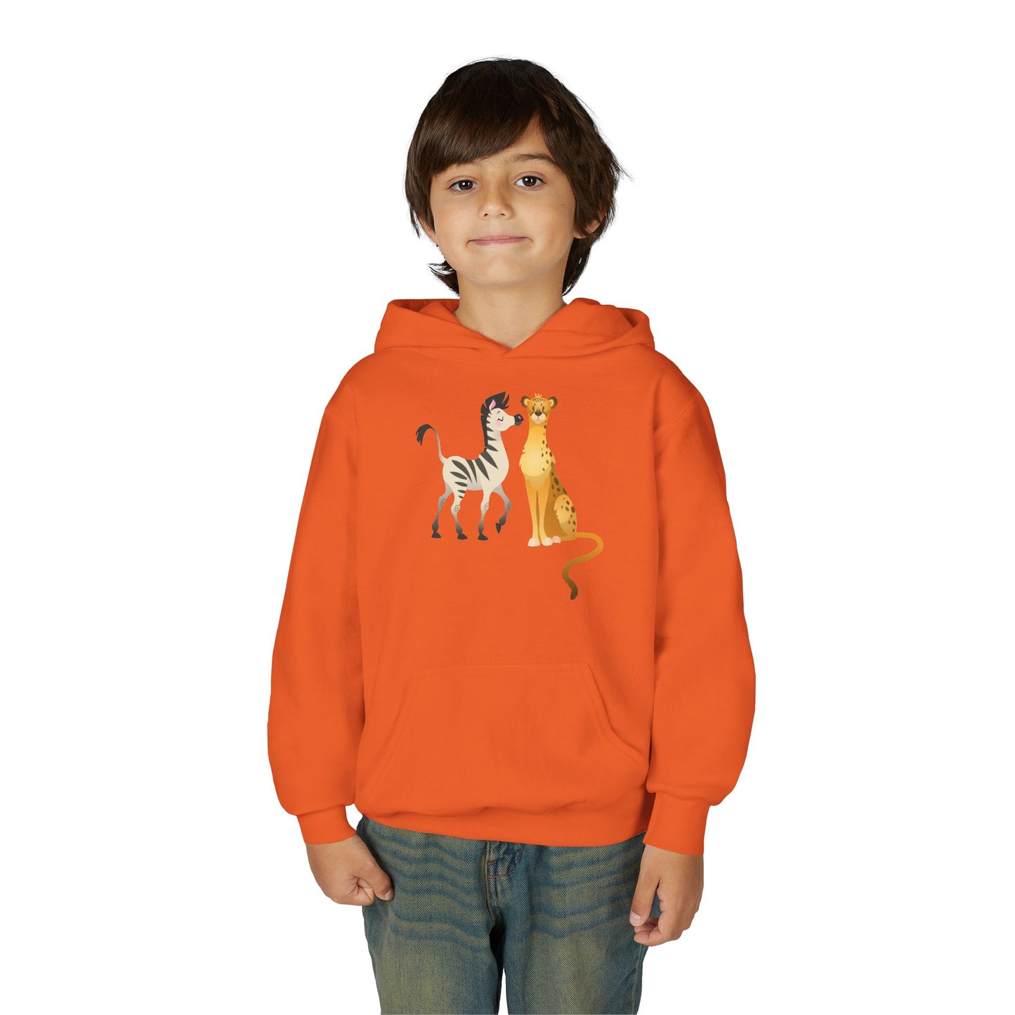 Youth Heavy Blend Hooded Sweatshirt - The zebra and tiger