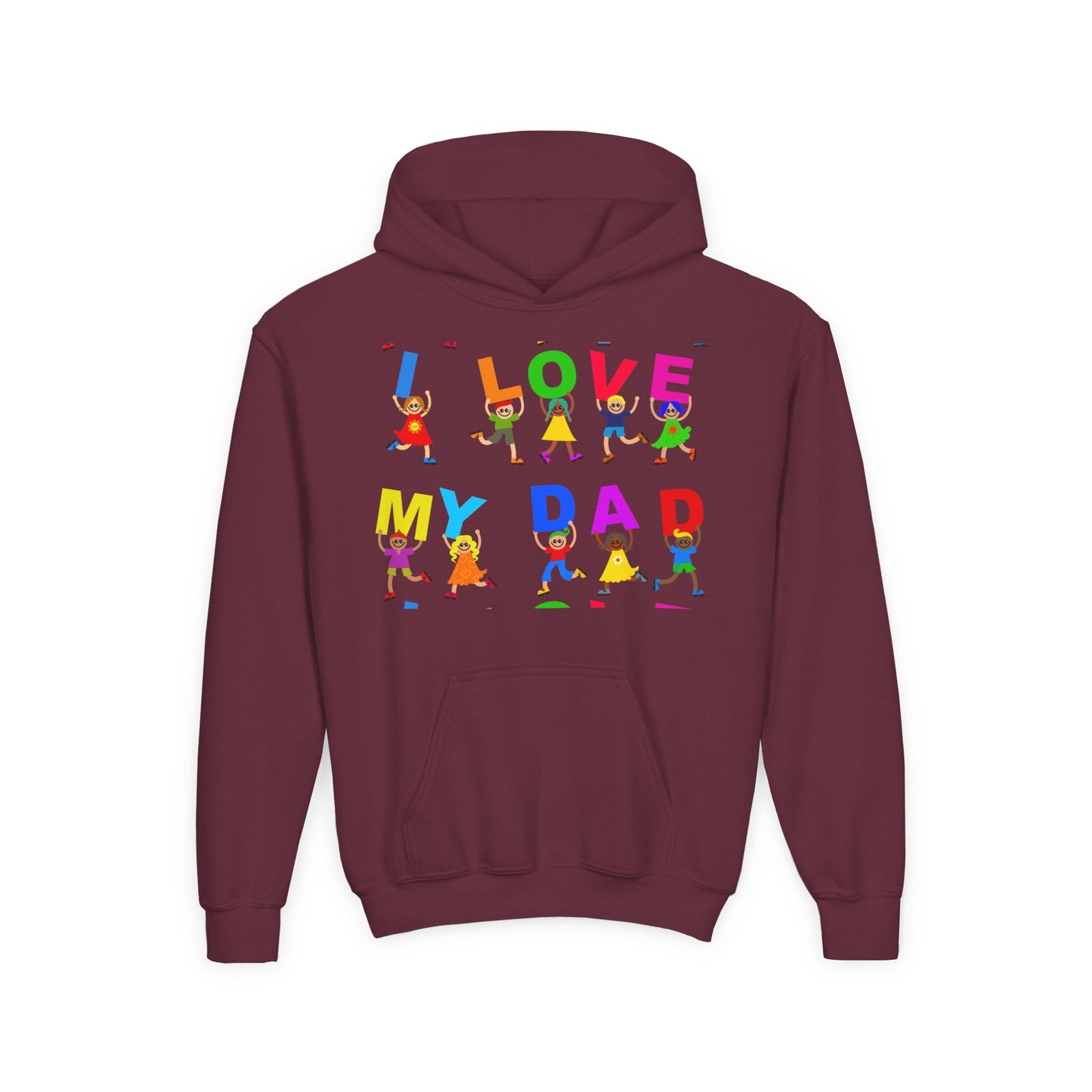 Youth Heavy Blend Hooded Sweatshirt - Kids showing i love my Dad