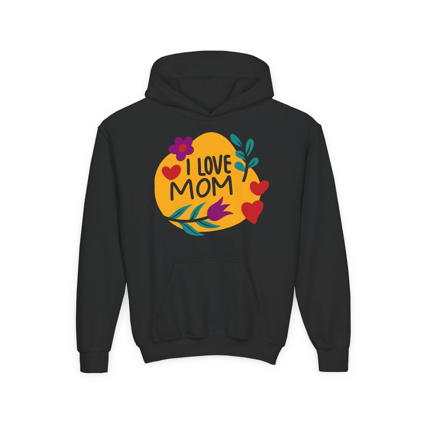 Youth Heavy Blend Hooded Sweatshirt - I love mom