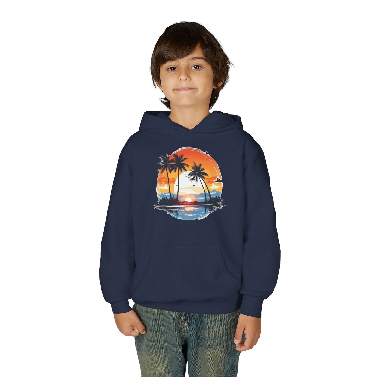 Youth Heavy Blend Hooded Sweatshirt - Tropical Sunset Beachwear