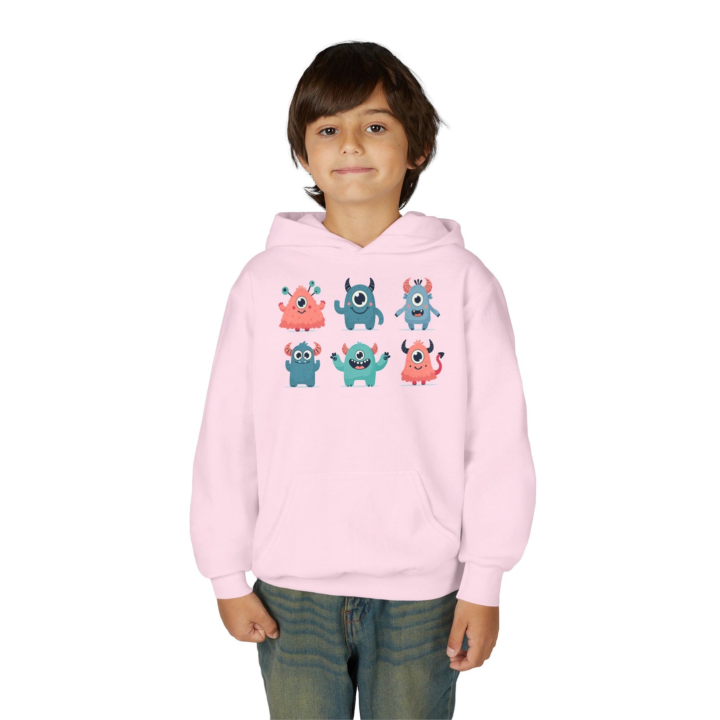 Youth Heavy Blend Hooded Sweatshirt -  Group of cute little monsters