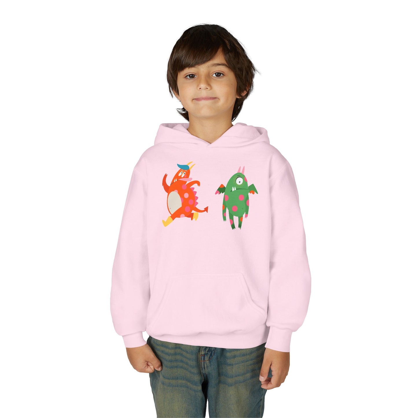 Youth Heavy Blend Hooded Sweatshirt - Monsters in action