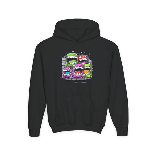 Youth Heavy Blend Hooded Sweatshirt - Cool monster character Printify
