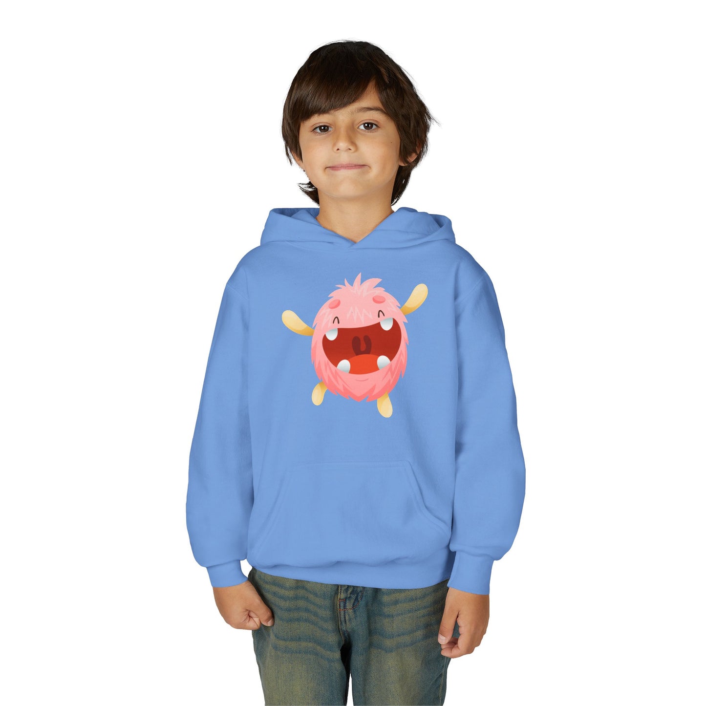 Youth Heavy Blend Hooded Sweatshirt - Baby pink monster