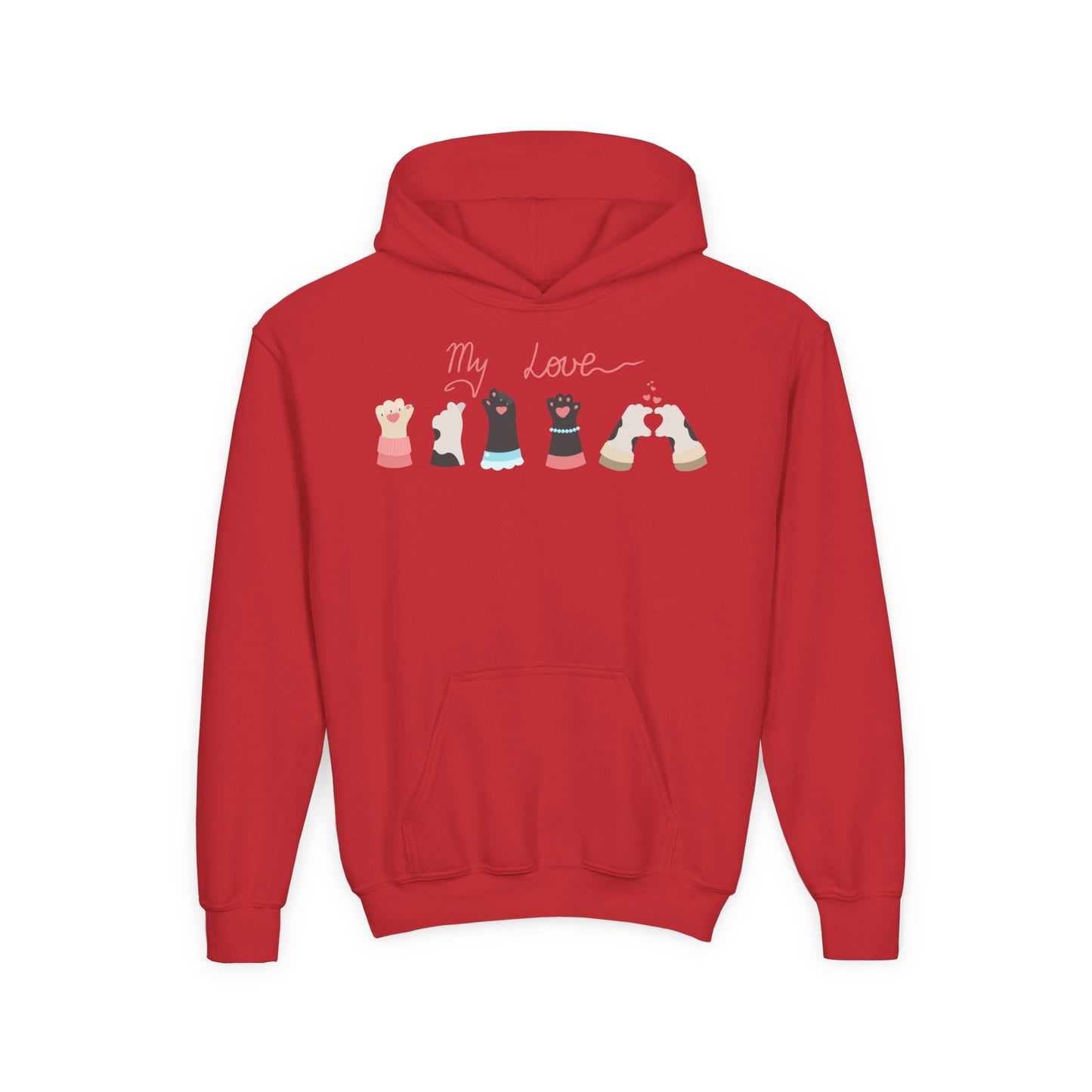 Youth Heavy Blend Hooded Sweatshirt - Paw My love