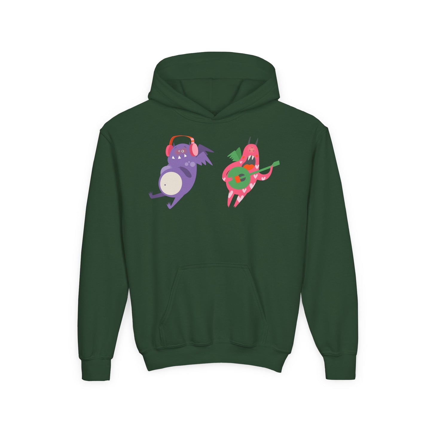Youth Heavy Blend Hooded Sweatshirt - Monsters playing instruments