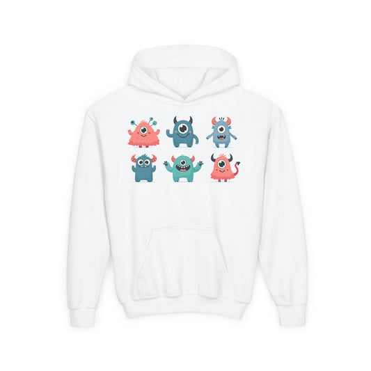 Youth Heavy Blend Hooded Sweatshirt -  Group of cute little monsters