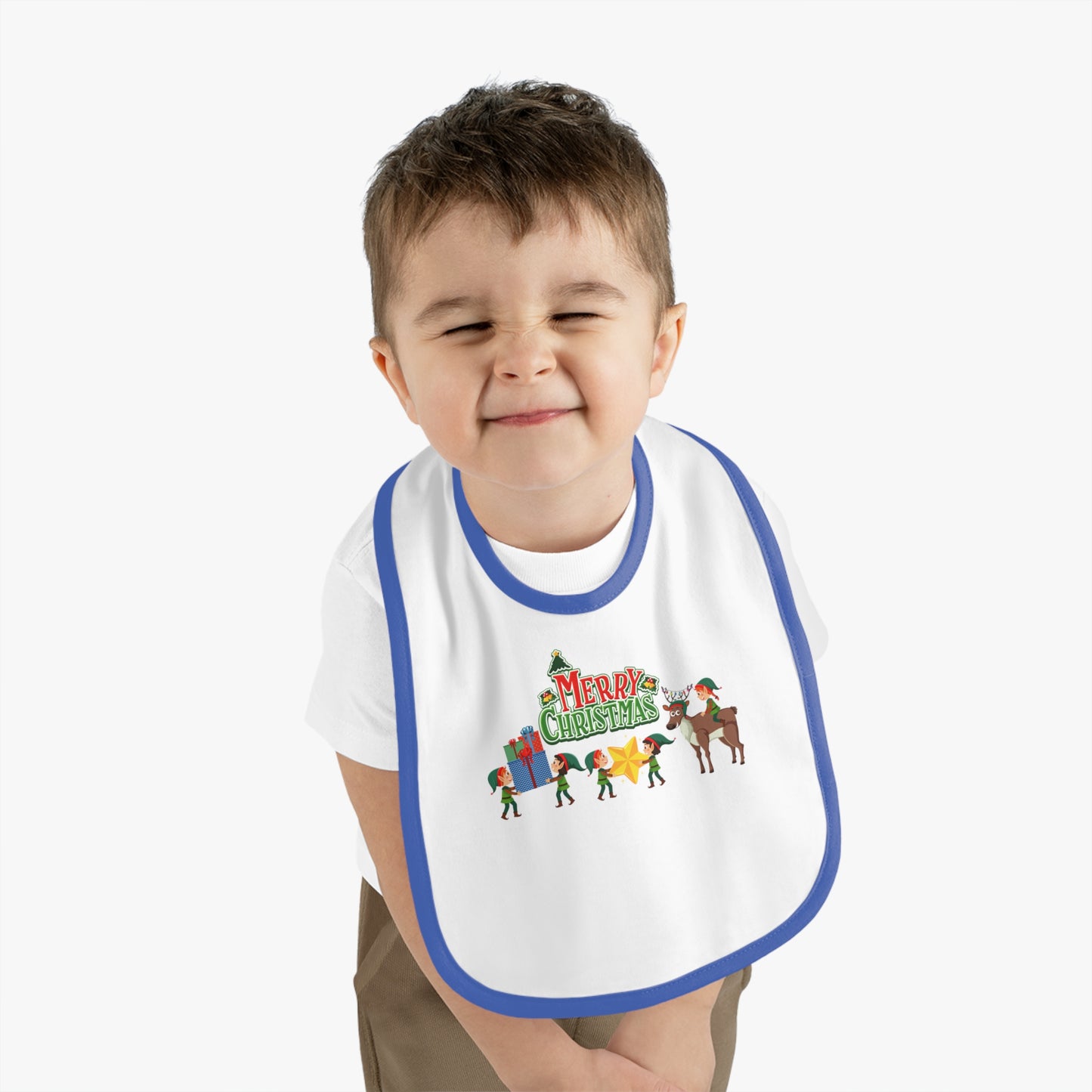 Baby Bib - Merry christmas and reindeer
