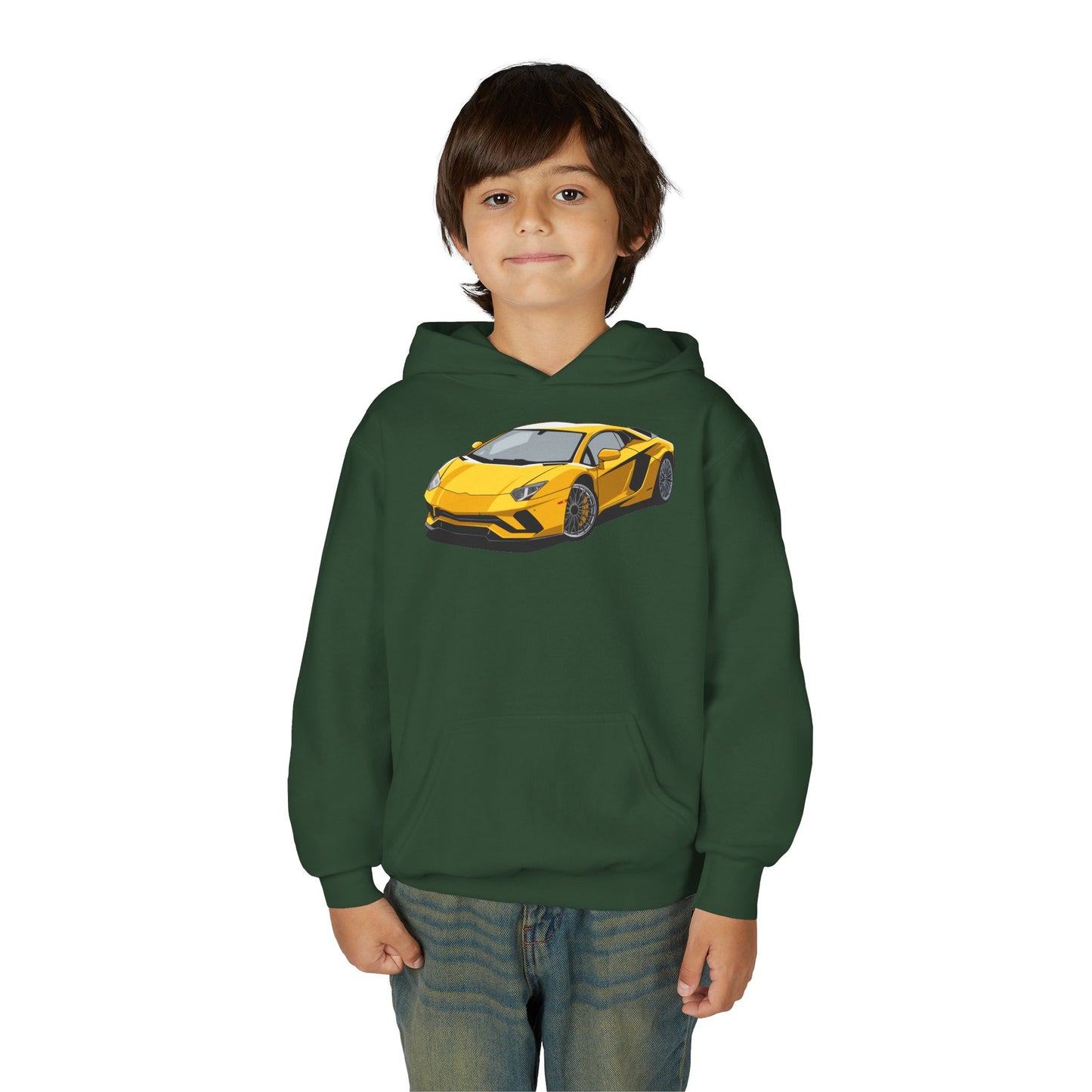 Youth Heavy Blend Hooded Sweatshirt - Yellow super car