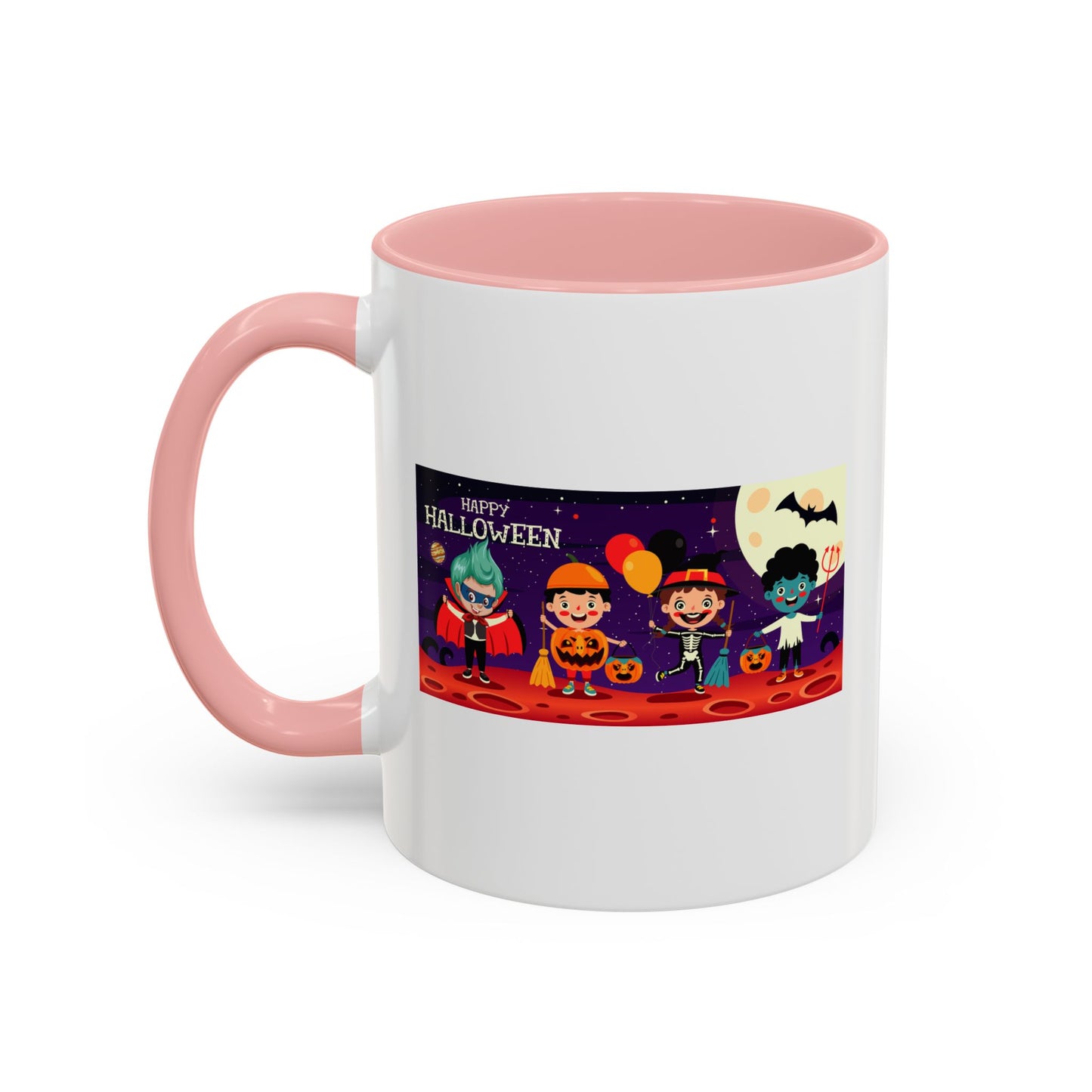 Accent Coffee Mug - Super kiddo with friends on holloween