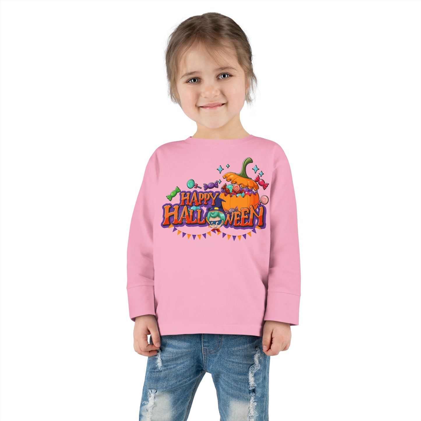 Toddler Long Sleeve Tee - Happy halloween banner