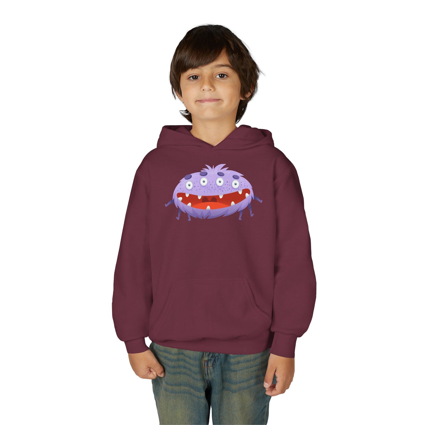 Youth Heavy Blend Hooded Sweatshirt - Purple monster
