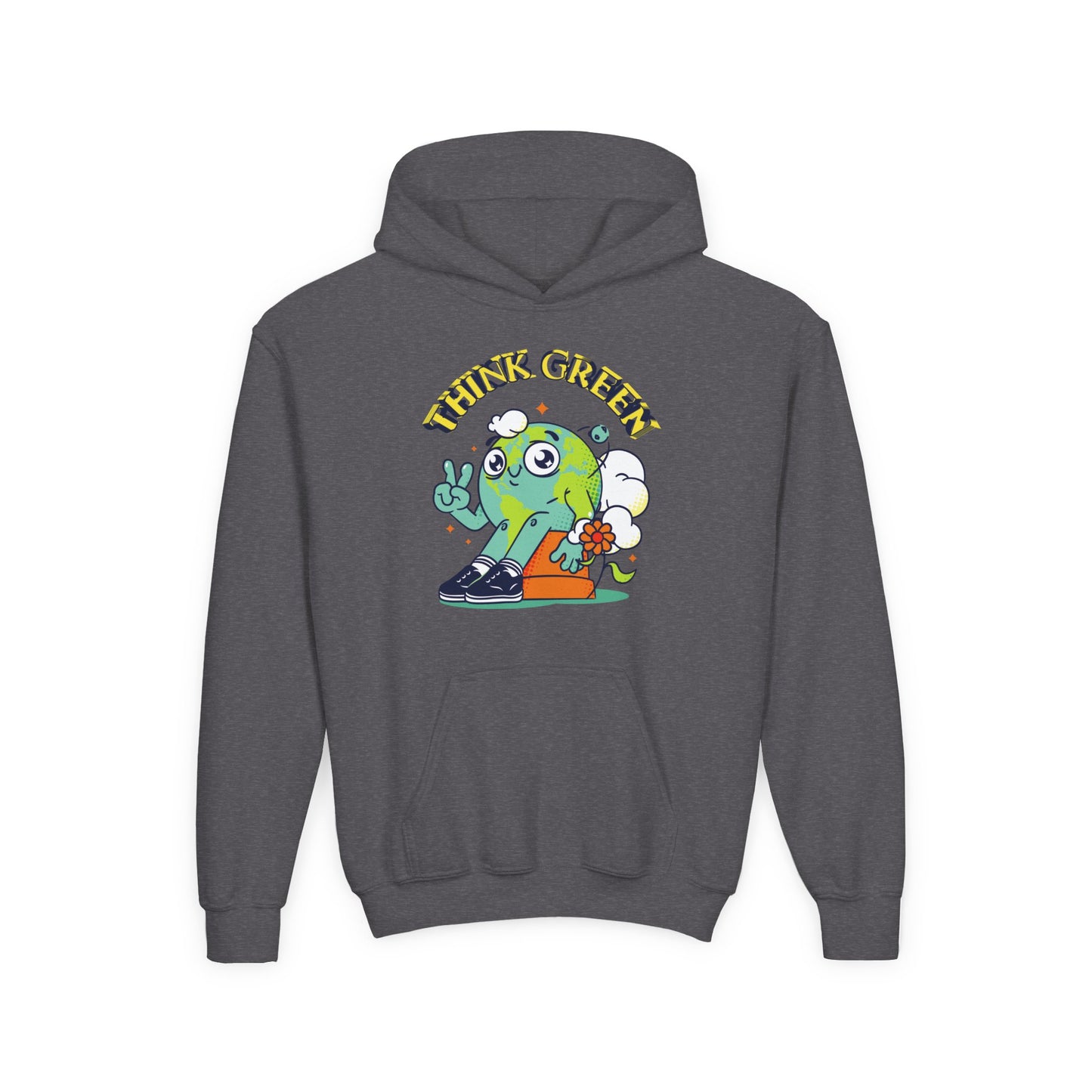 Youth Heavy Blend Hooded Sweatshirt - Think Green' Design