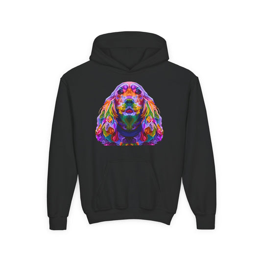 Youth hoodie with adorable golden retriever design Printify