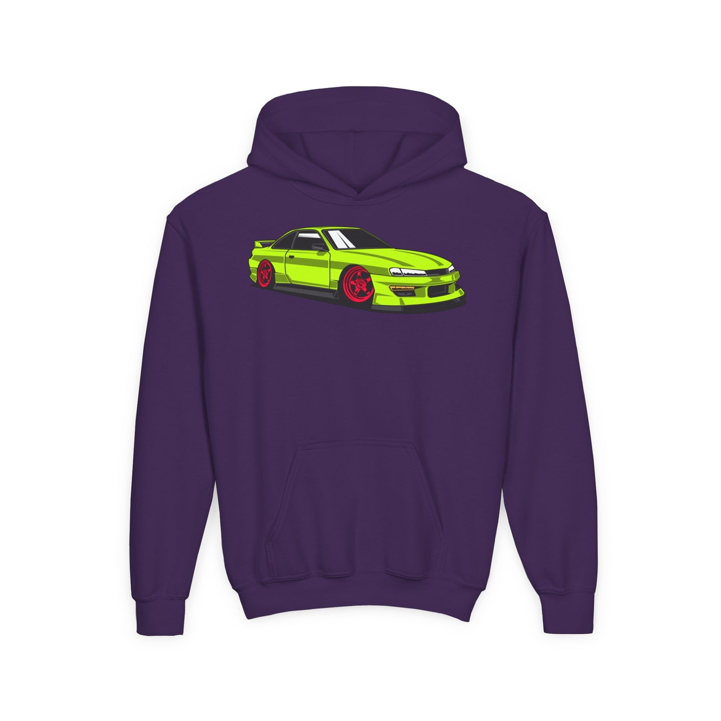 Youth Heavy Blend Hooded Sweatshirt - Yellow green race car