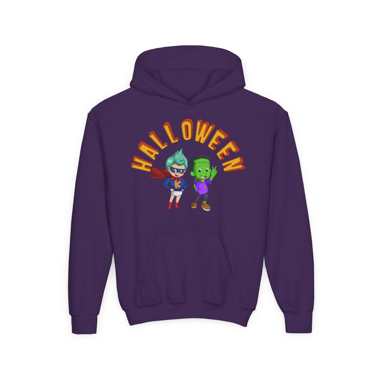 Youth Heavy Blend Hooded Sweatshirt - Holloween with super kiddo