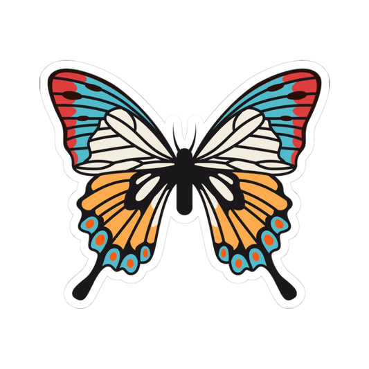 Kiss-Cut Stickers -Green - orange butterfly