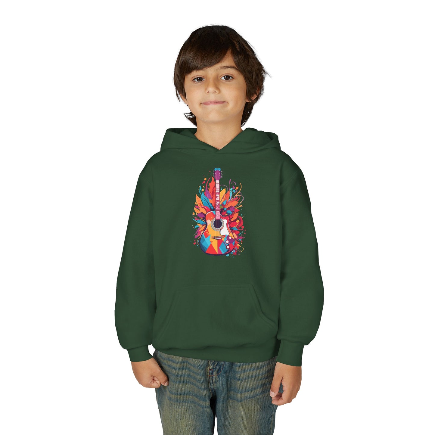Youth Heavy Blend Hooded Sweatshirt - Colorful Guitar