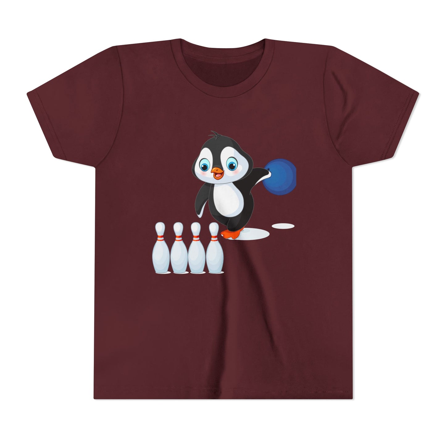 Adorable Penguin Bowling Youth Tee | Fun Kids Shirt, Playful Outfit, Birthday Gift, Sports Apparel, Cute Casual Wear