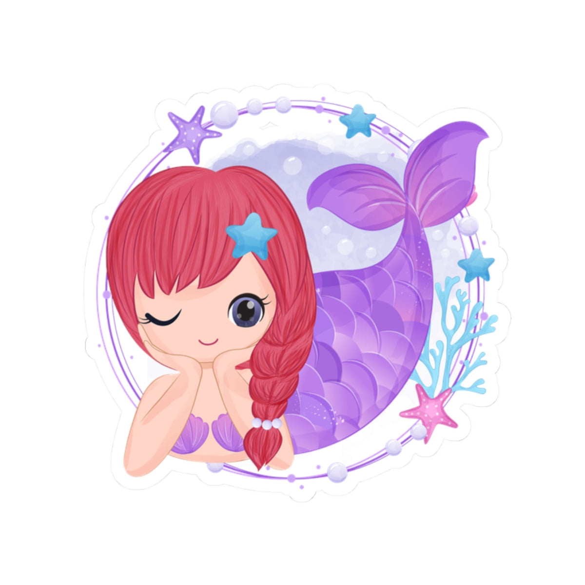 Kiss-Cut Stickers - Cute little mermaid