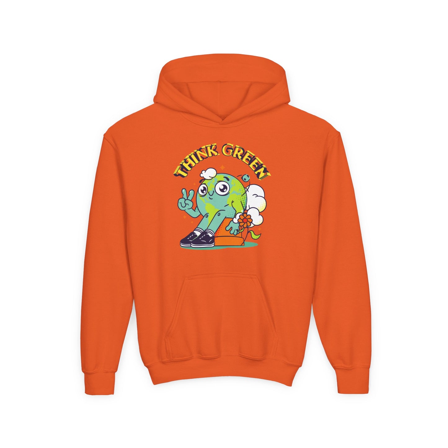 Youth Heavy Blend Hooded Sweatshirt - Think Green' Design