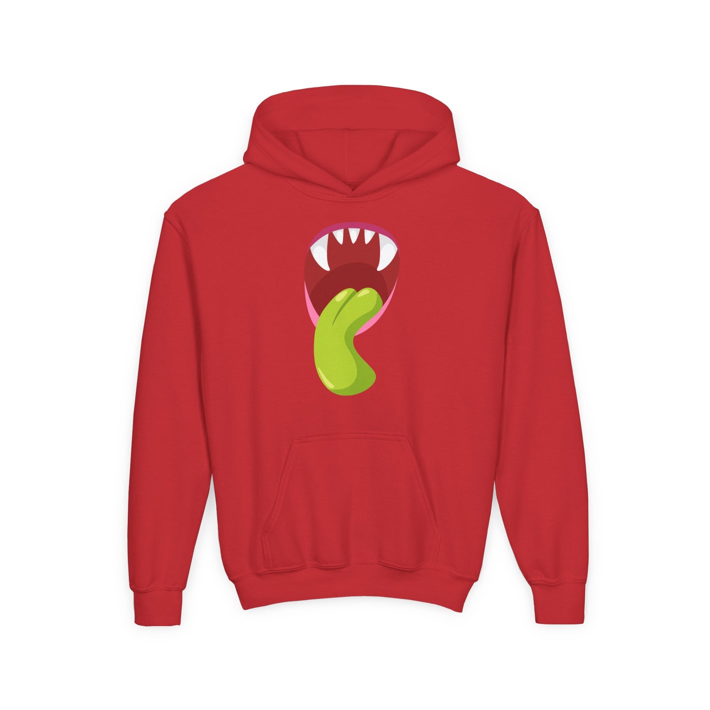 Youth Heavy Blend Hooded Sweatshirt - Monster showing tongue