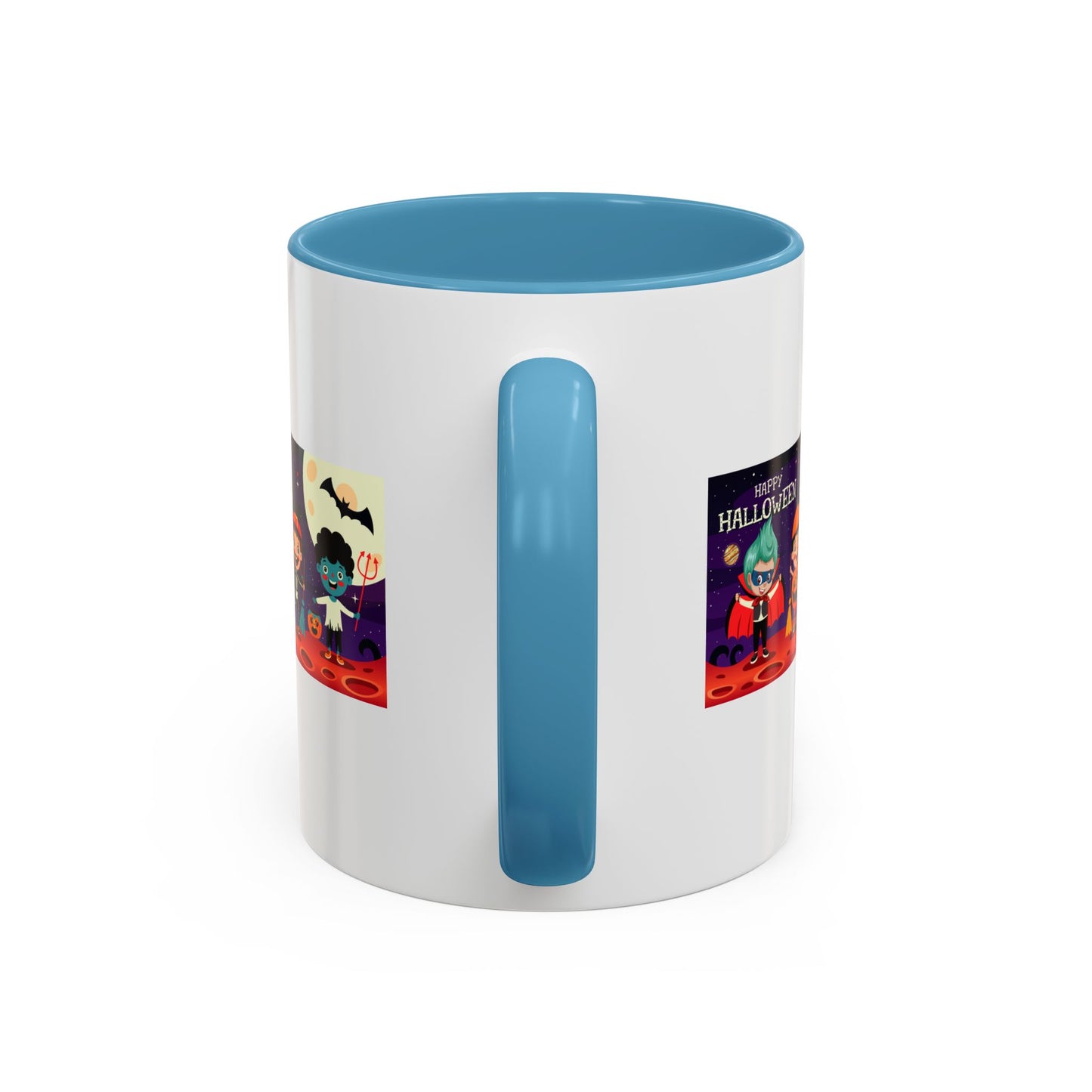 Accent Coffee Mug - Super kiddo with friends on holloween