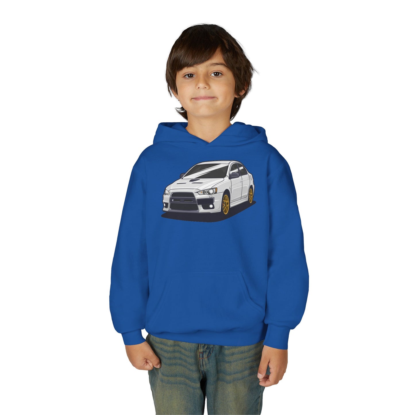 Youth Heavy Blend Hooded Sweatshirt - White car