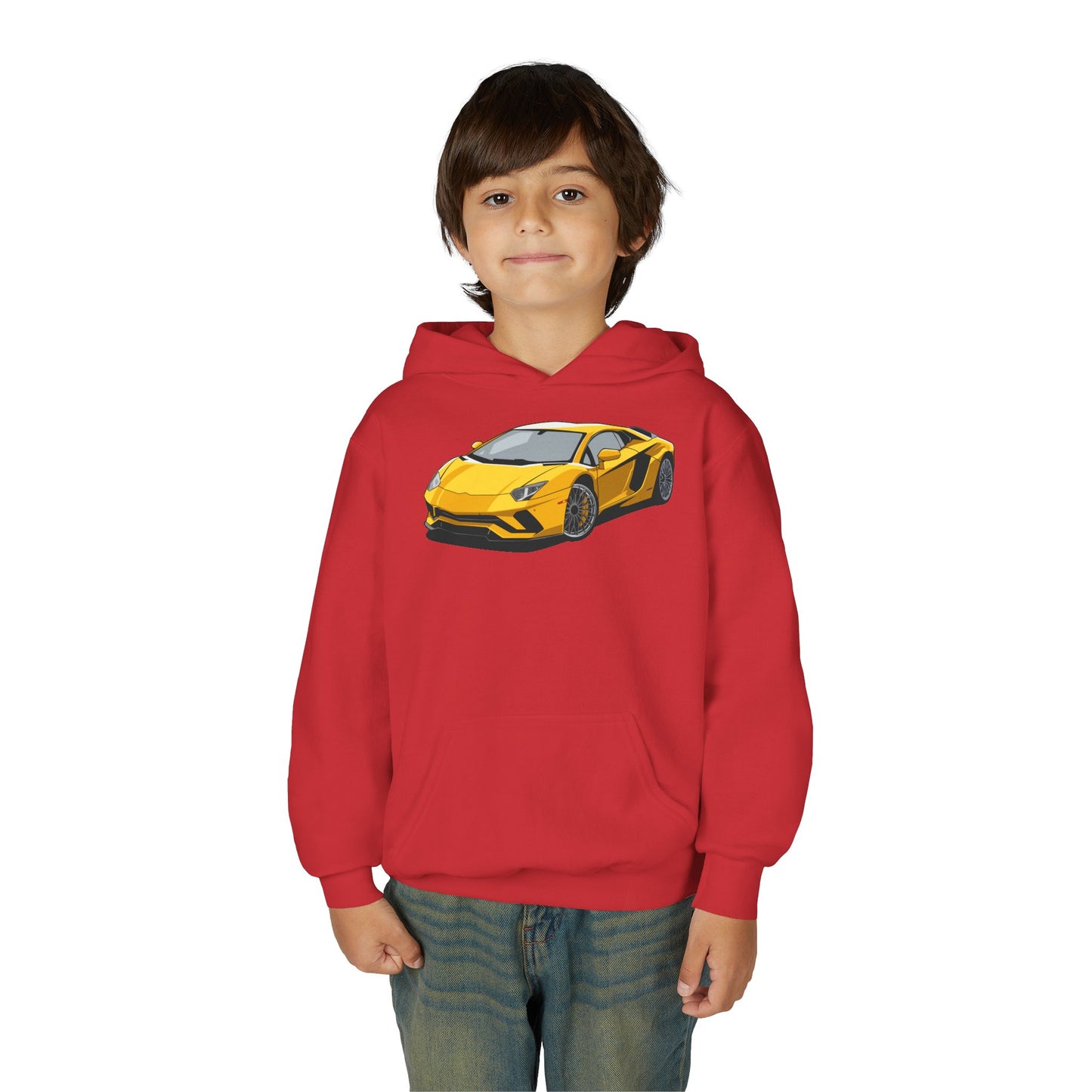 Youth Heavy Blend Hooded Sweatshirt - Yellow super car