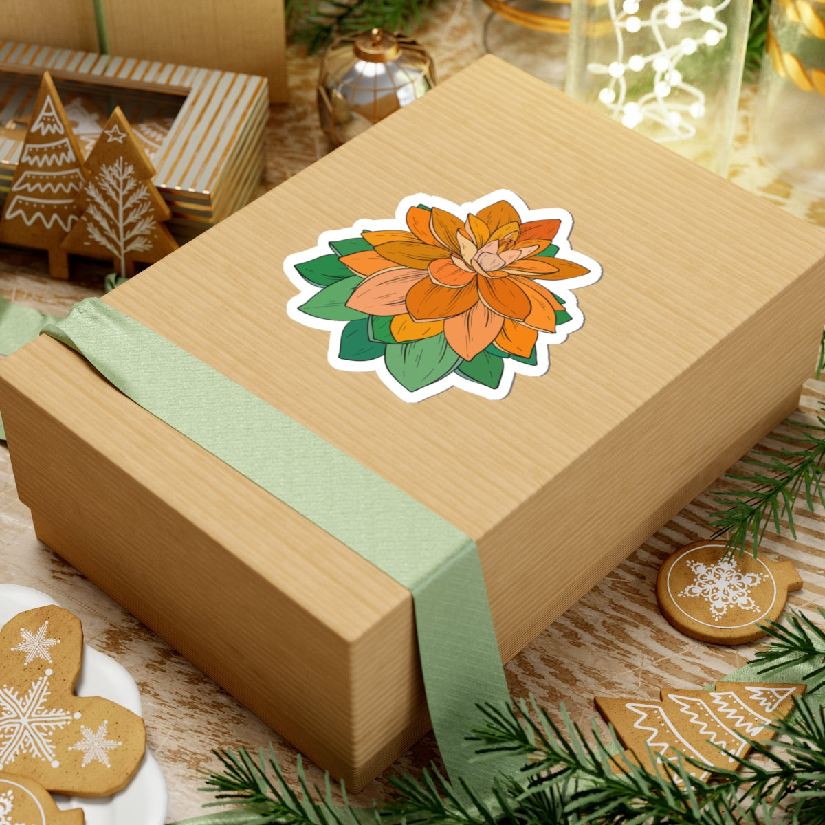 Kiss-Cut Vinyl Decals - Orange flower