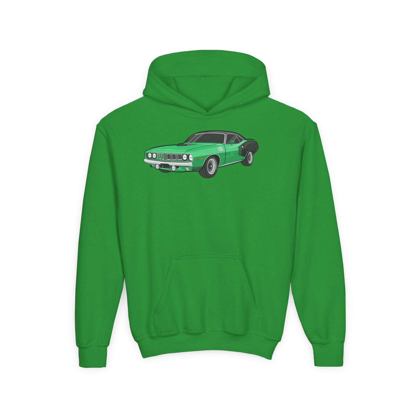 Youth Heavy Blend Hooded Sweatshirt - Vintage green car