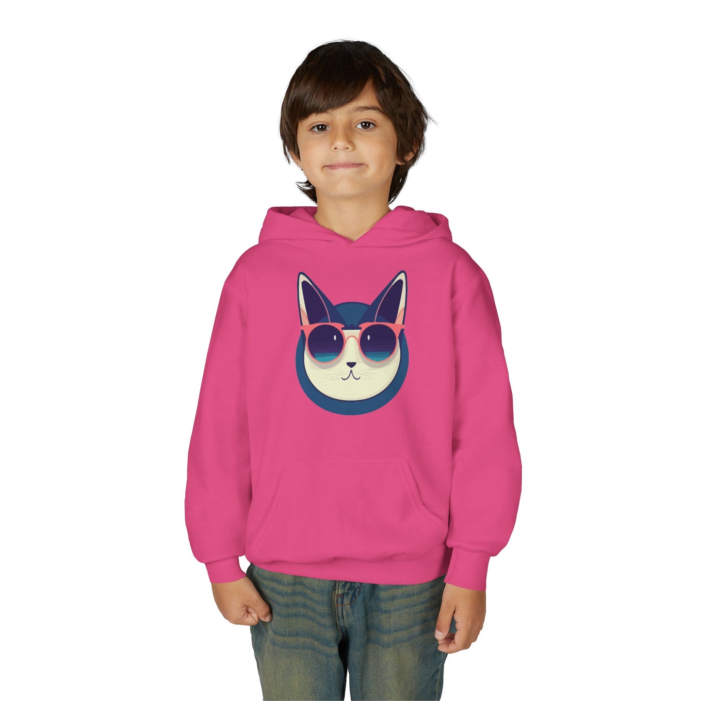 Youth Heavy Blend Hooded Sweatshirt - Cool Cat Sunglasses