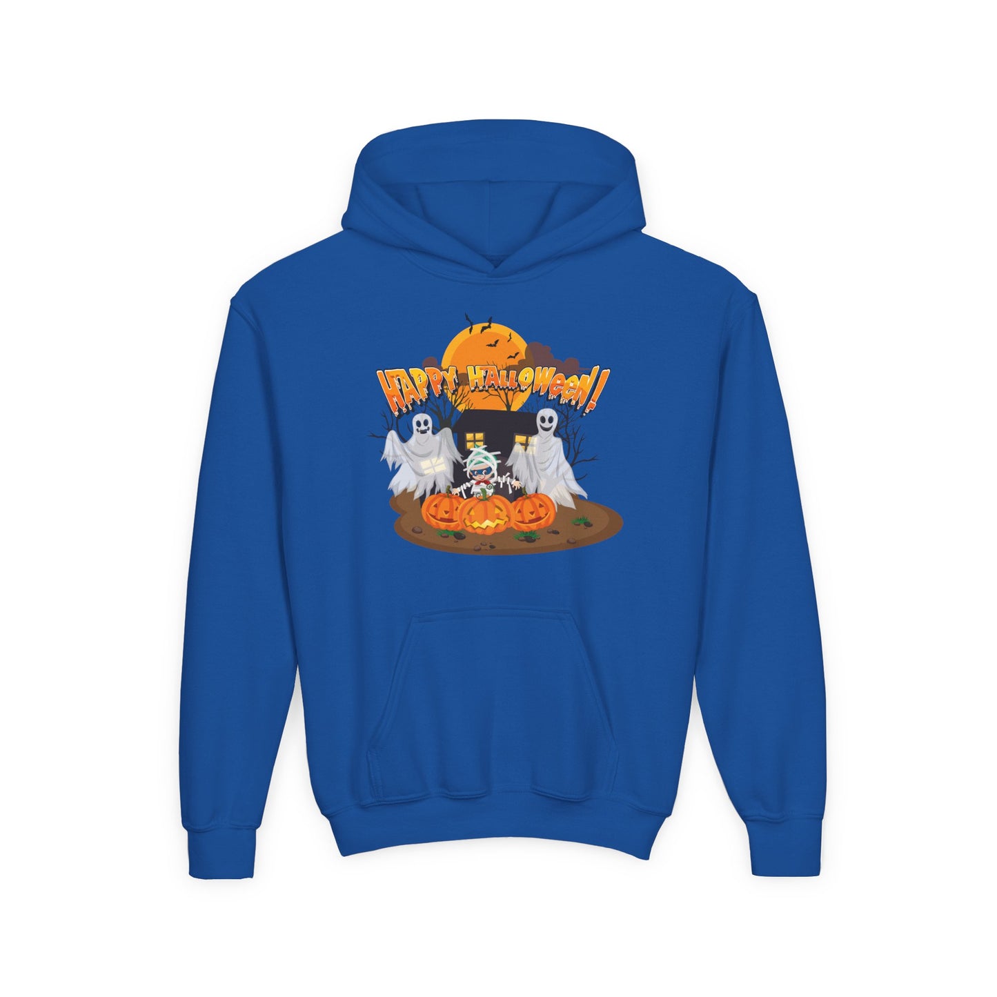 Youth Heavy Blend Hooded Sweatshirt - Super kiddo with ghost
