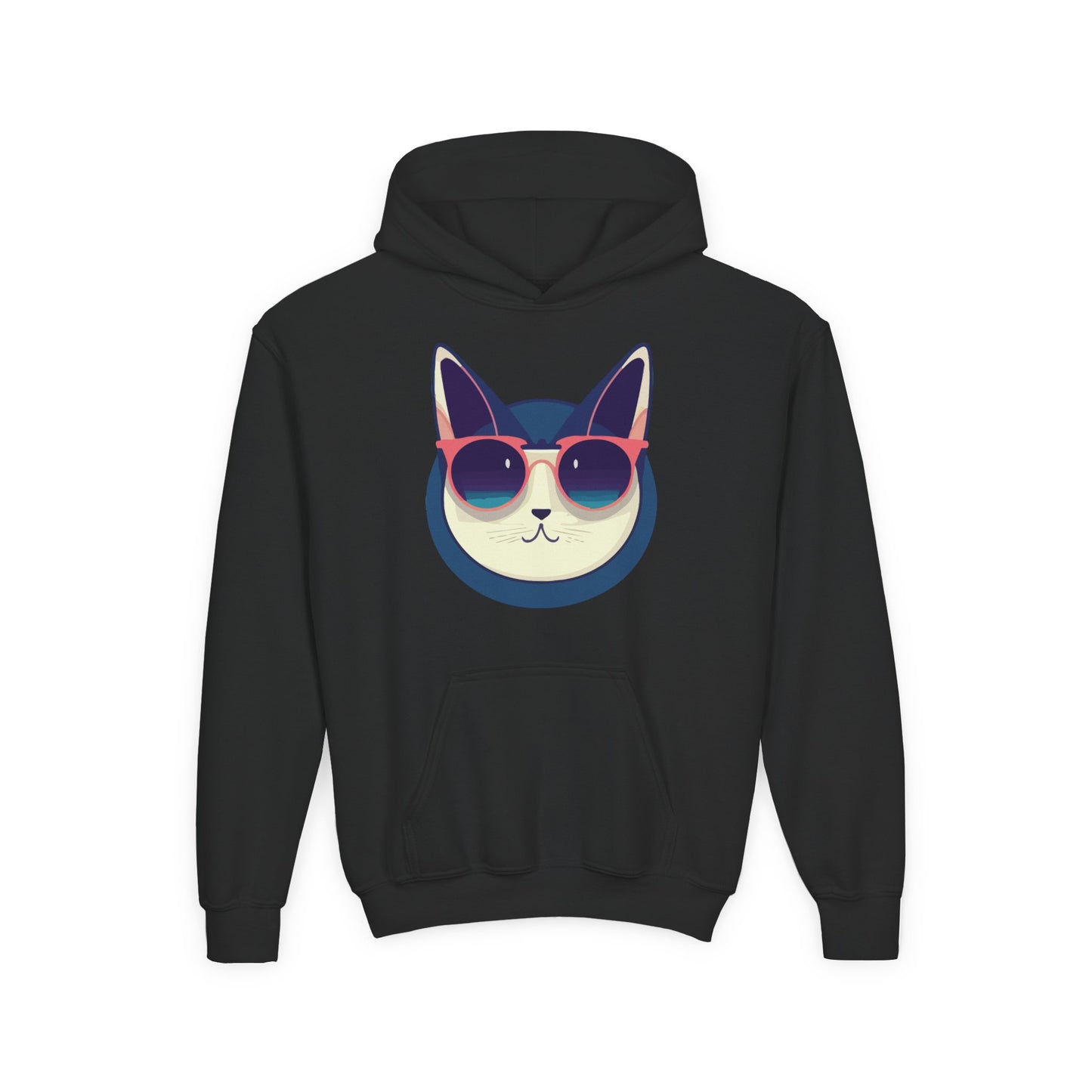 Youth Heavy Blend Hooded Sweatshirt - Cool Cat Sunglasses