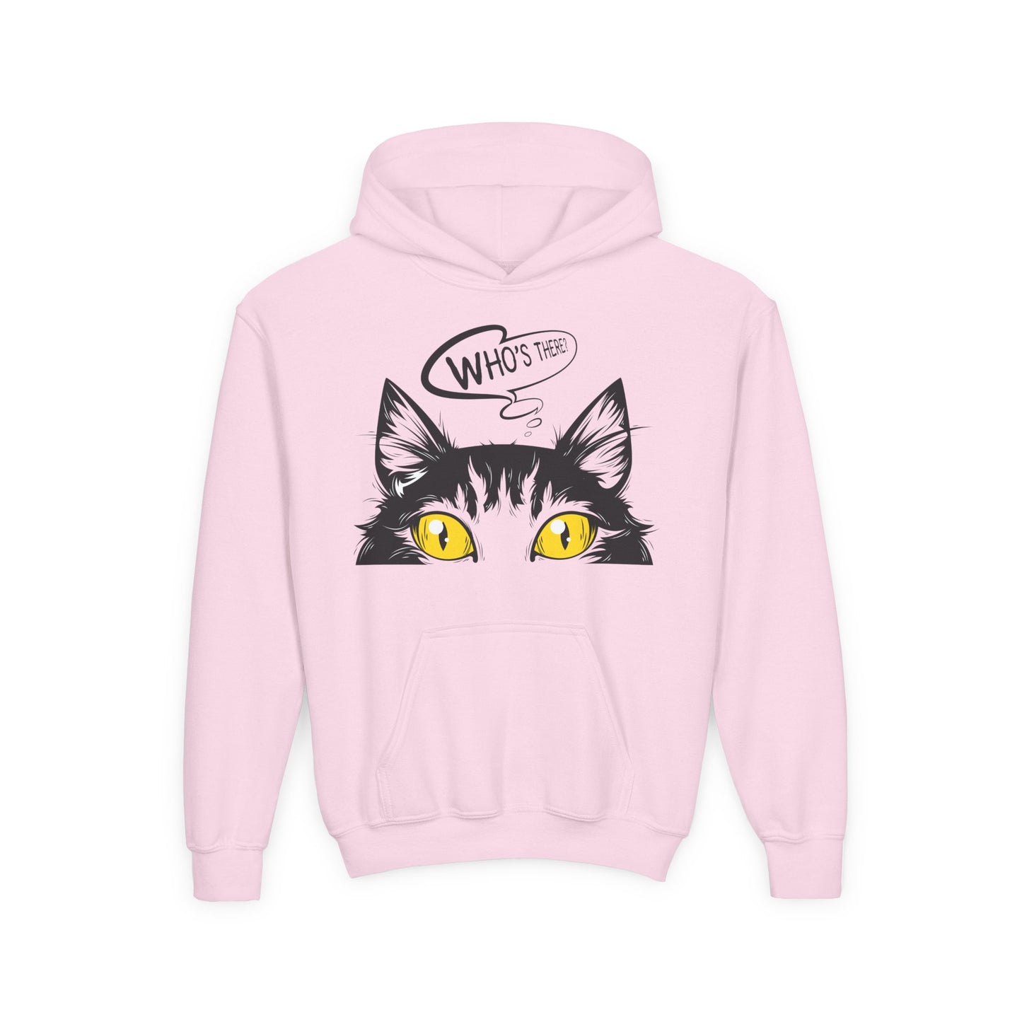Youth Heavy Blend Hooded Sweatshirt -  Whos there cat