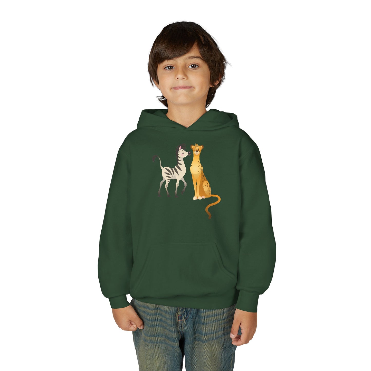Youth Heavy Blend Hooded Sweatshirt - The zebra and tiger