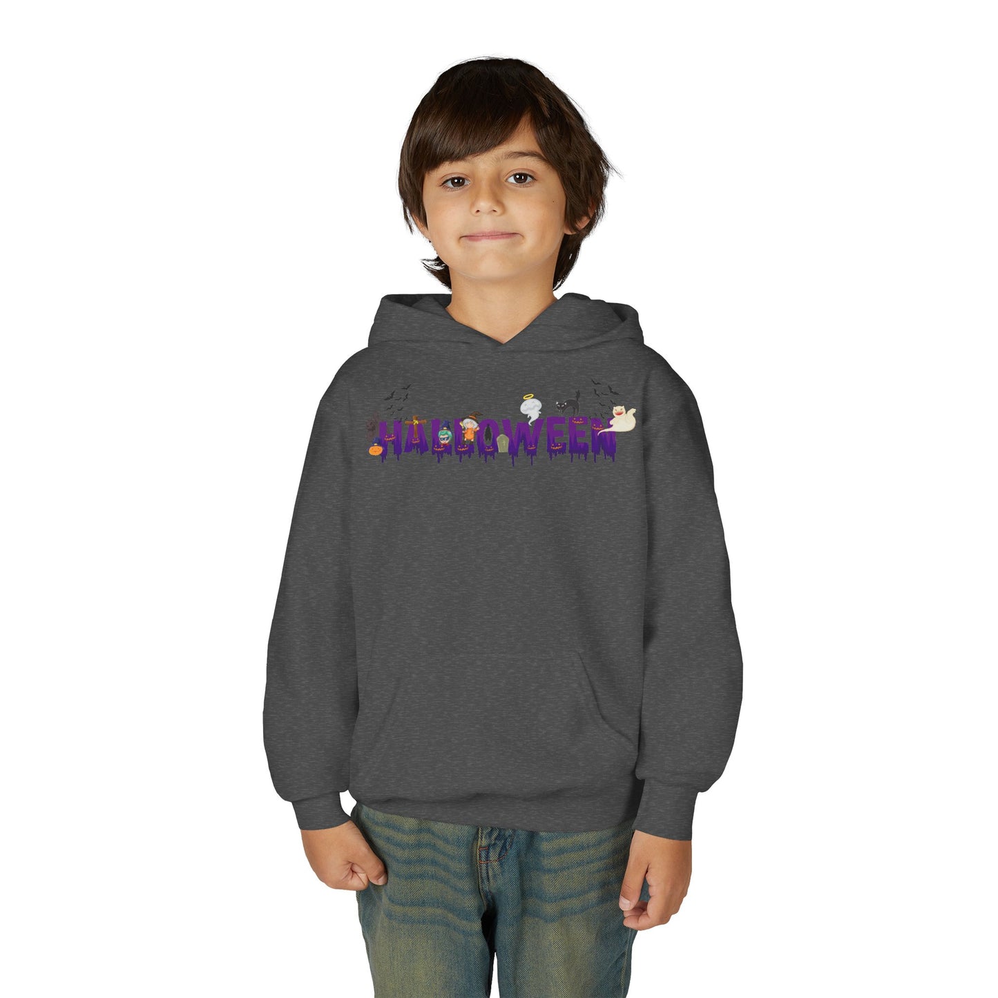 Youth Heavy Blend Hooded Sweatshirt - Holloween word