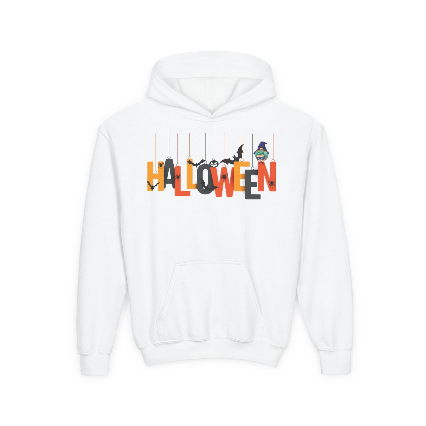 Youth Heavy Blend Hooded Sweatshirt - Holloween hanging letters
