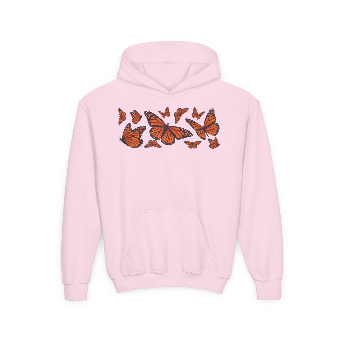 Youth Heavy Blend Hooded Sweatshirt -  Set of orange monarch butterfly