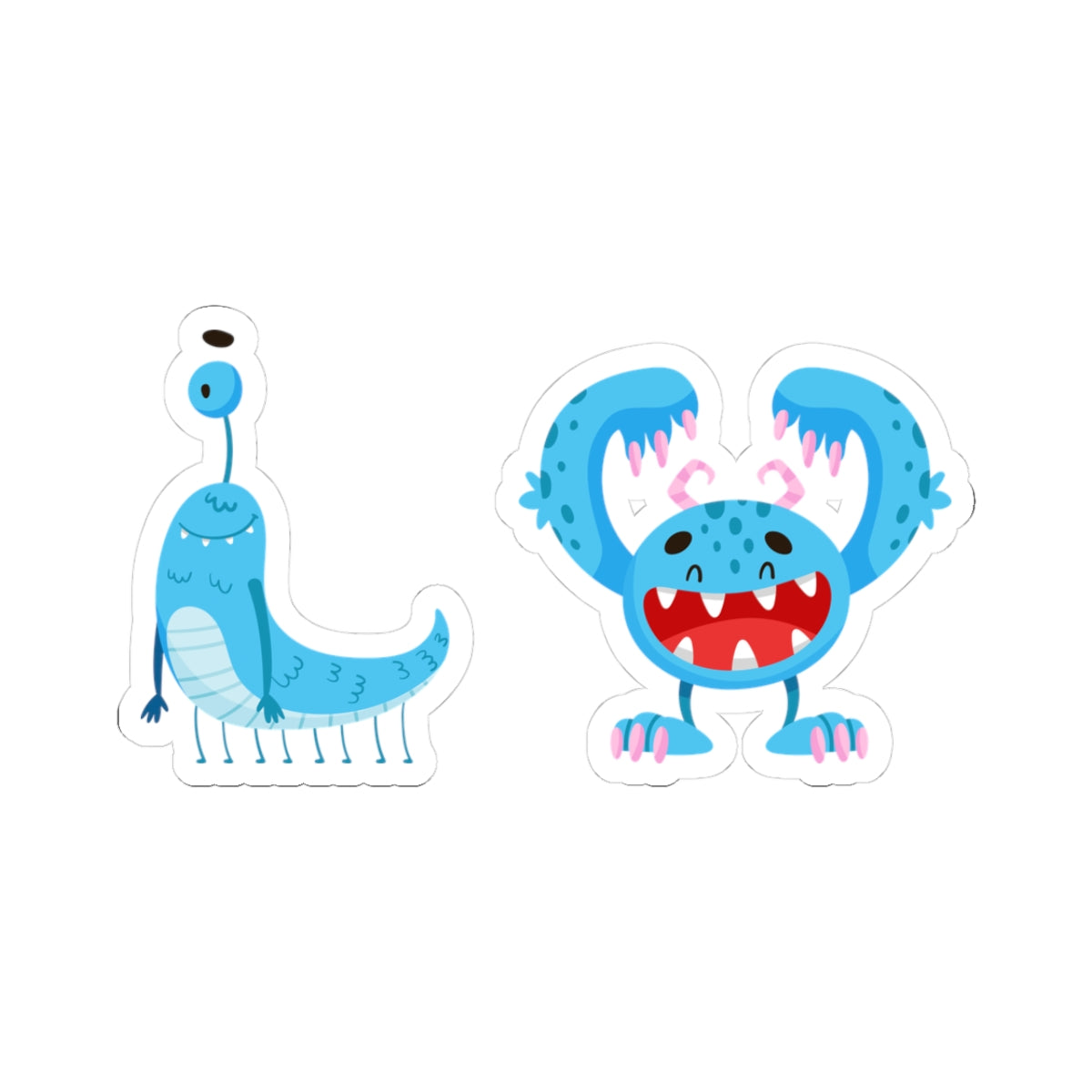Kiss-Cut Vinyl Decals - Happy toothy blue monsters