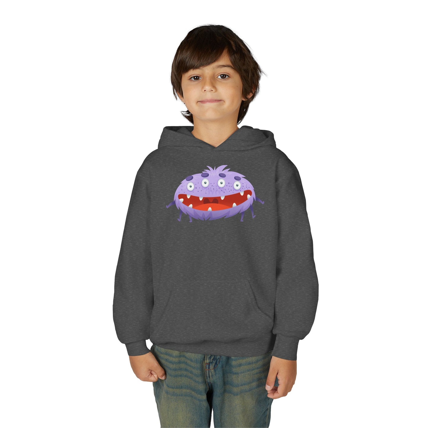 Youth Heavy Blend Hooded Sweatshirt - Purple monster