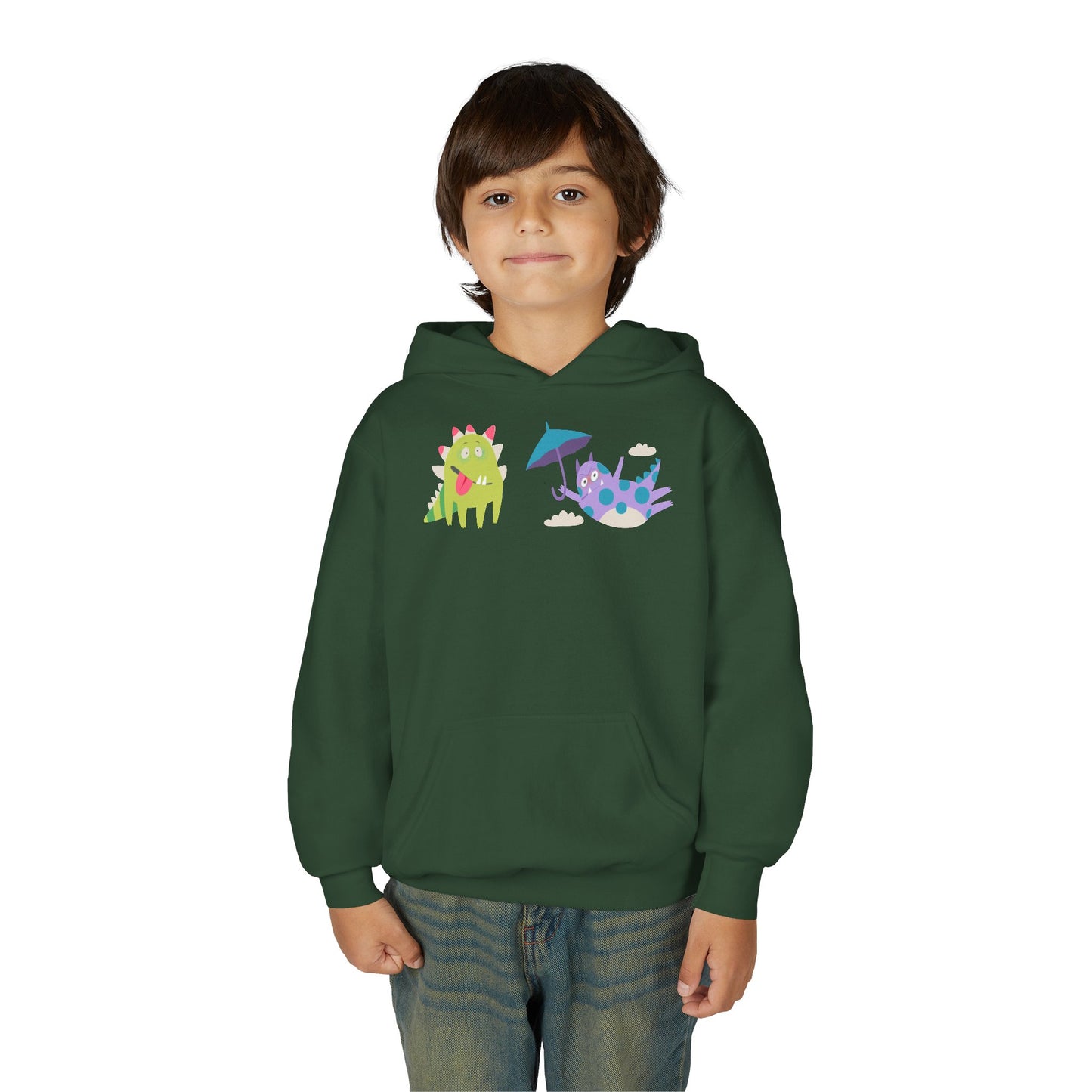 Youth Heavy Blend Hooded Sweatshirt - Monsters playing
