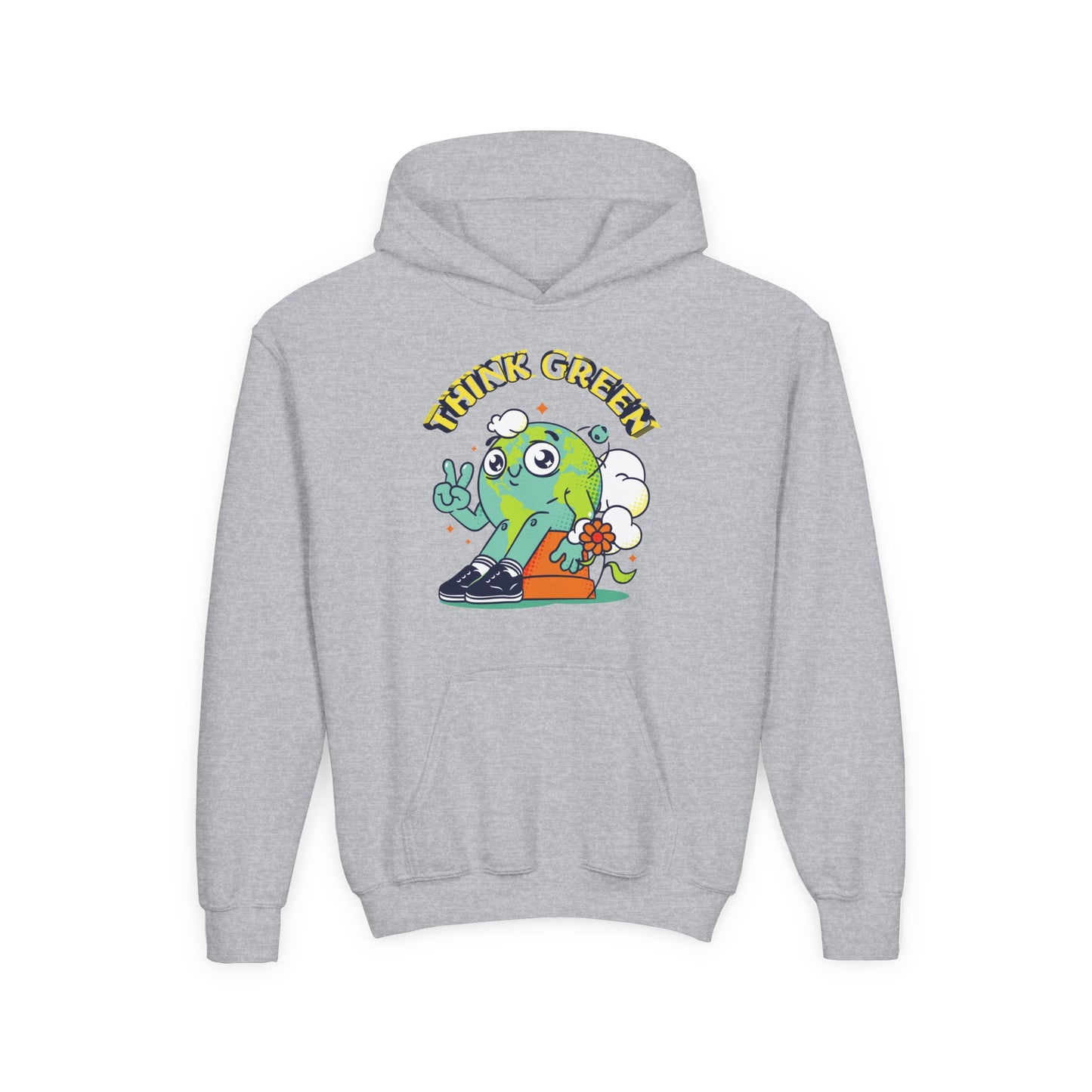 Youth Heavy Blend Hooded Sweatshirt - Think Green' Design