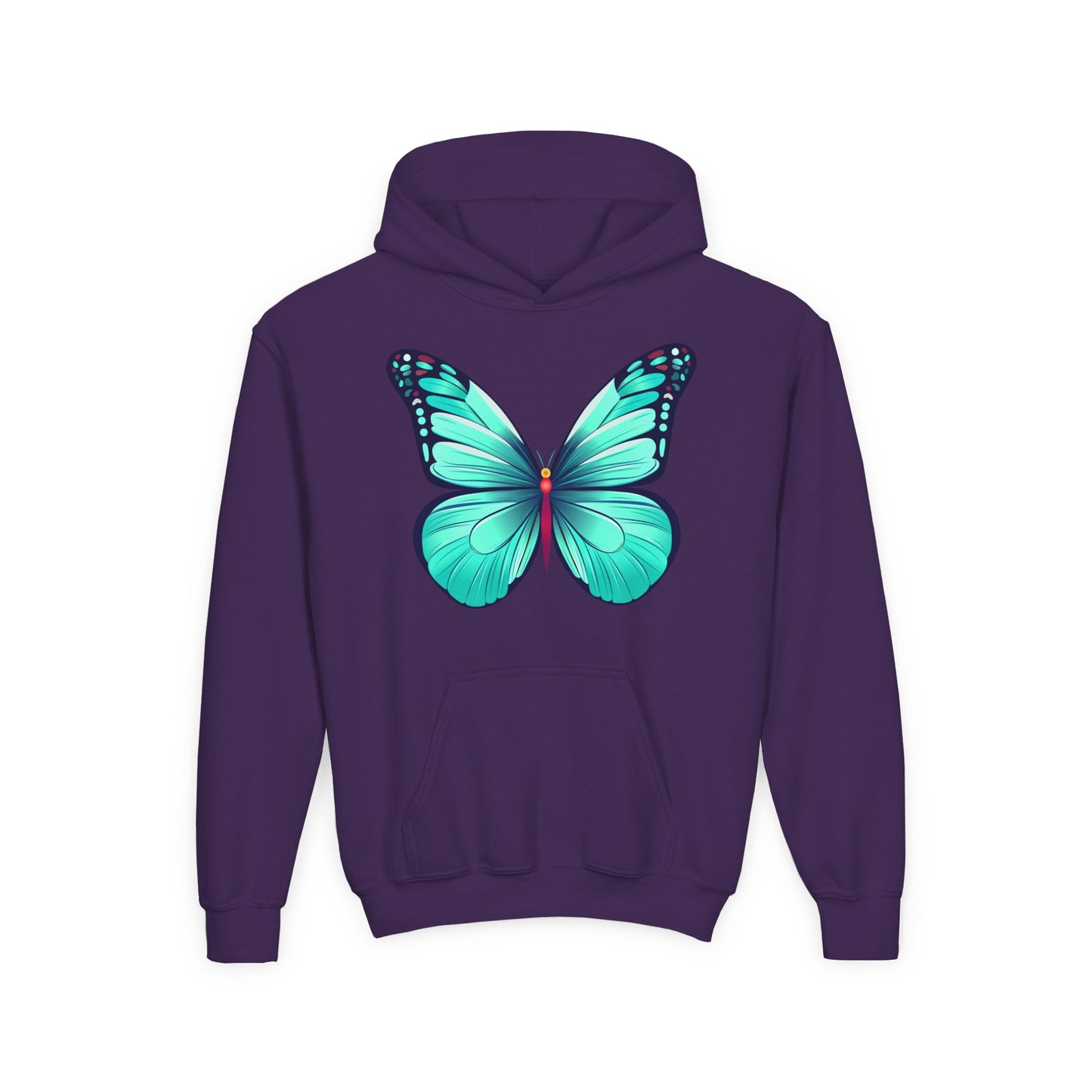 Youth Heavy Blend Hooded Sweatshirt - Butterfly - blue