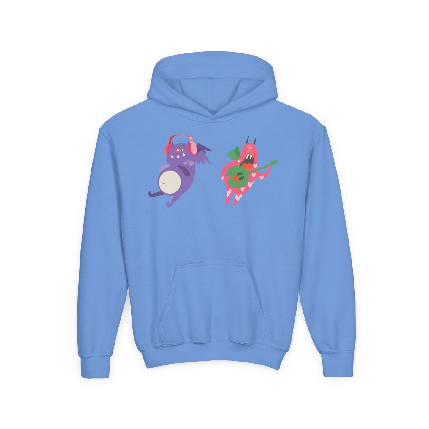 Youth Heavy Blend Hooded Sweatshirt - Monsters playing instruments